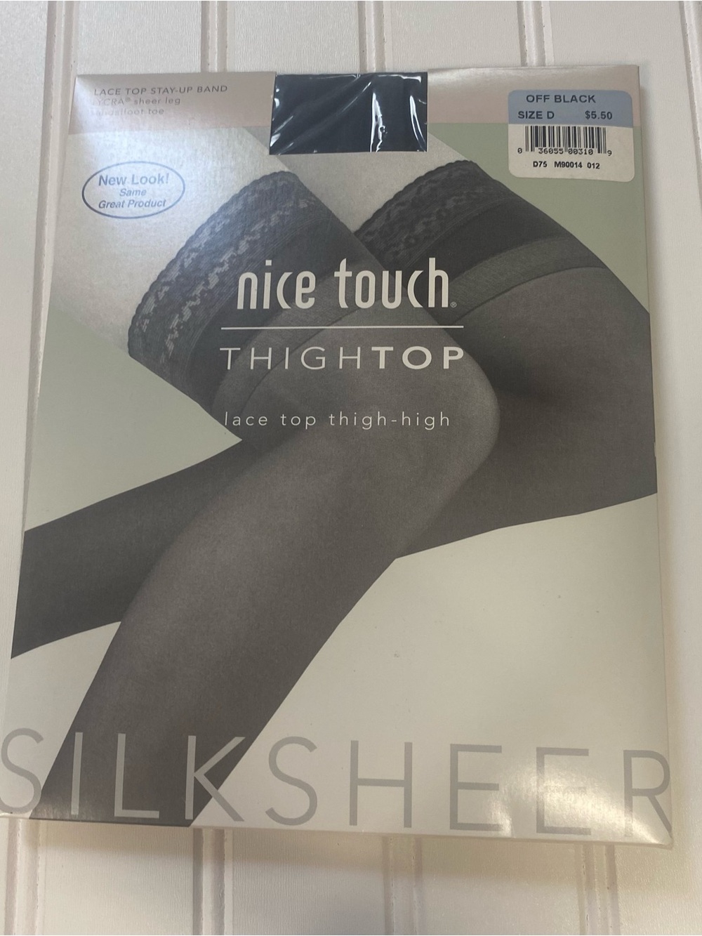 Thigh-High vintage size D Silksheer Lace  bands Top Stockings - Off Black NOS